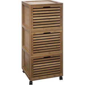 4goodz Badkamerkast met 3 lades Bamboelook 41x41x93 cm - Bruin