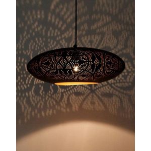 DePauwWonen - Hanglamp Ameera Eclipse - Industriële Hanglamp voor Eetkamer - Woonkamer Lamp - Luxe Filigrain Plafondlamp voor Binnen - 1 Lichts - E27 Fitting - 45 cm - Zwart/Goud - Metaal