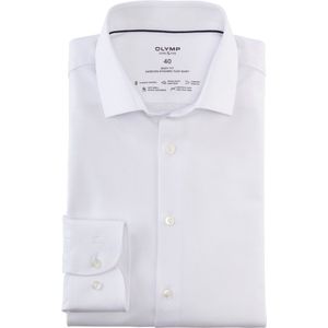 OLYMP 24/7 Level 5 body fit overhemd - twill - wit - Strijkvriendelijk - Boordmaat: 43