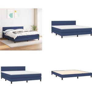 vidaXL Boxspring met matras stof blauw 180x200 cm - Boxspring - Boxsprings - Bed - Slaapmeubel