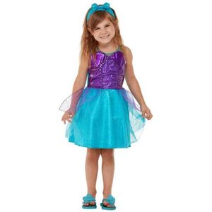 Smiffy's - Zeemeermin Kostuum - Kleine Zeemeermin Prinses Ariel - Meisje - Blauw, Paars - Maat 116 - Carnavalskleding - Verkleedkleding