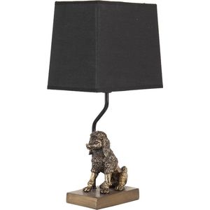 Clayre & Eef Tafellamp Hond 23*14*43 cm E27/max 1*60W Goudkleurig, Zwart Polyresin Bureaulamp Nachtlampje