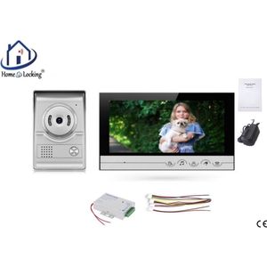 Home-Locking videofoon met 1 binnen 9"" paneel en elektro box 12VDC voor aansluiting elektrisch slot.DT-2221-1E-1