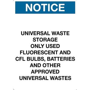 Sticker 'Notice: Universal waste storage' 210 x 148 mm (A5)