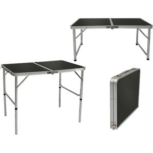 Alu Kampeertafel 90x60cm - inklapbbar Campingtafel - Picknicktafel licht Vouwtafel in hoogte vers...