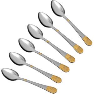 Kadirelli Theelepel - Set van 12 - RVS Theelepels - 12cm - Zilver / Goud