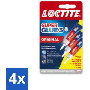 Loctite - Secondelijm - Super Glue Universal - 3 Lijmtubes - Voordeelverpakking - 4 stuks