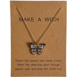 Vlinder ketting wit - Ketting met hanger dames vlinder - Ketting met vlinder - Vriendschap - Vriendschapsketting dier - Vriendschap sieraden - BFF - Dames goud kleurig staal - Butterfly necklace wit