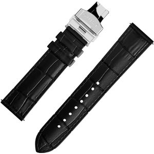 QUIST - horlogebandje - zwart leer croco - zilveren sluiting - 20mm