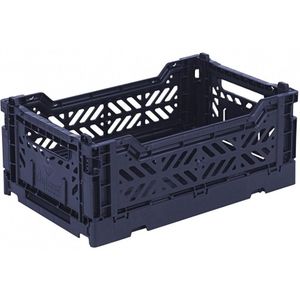 My Ninki ® Vouwbare Opbergkist van Kunststof, Stijlvolle Stapelbare Mini Box voor Allerlei Gebruiken, Marineblauw
