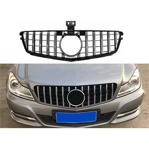 GT Grill geschikt met Mercedes c klasse W204 Glans zwart met Chrome Panamericana grille