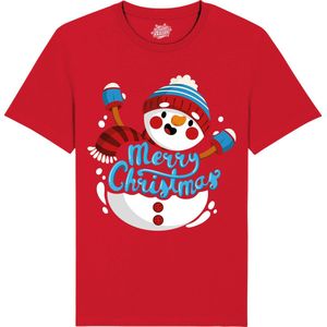 Sneeuwman - Foute kersttrui kerstcadeau - Dames / Heren / Unisex Kleding - Grappige Kerst, Oud en Nieuw en winter Outfit - T-Shirt - Unisex - Rood - Maat S