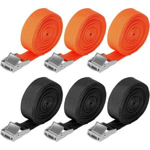 Spanbanden - Set van 6 Duurzame Sjorbanden met Sterke Zinklegering Gespen - Lengte 4m, Breedte 2,5cm - Hoog Draagvermogen van 250 kg - Veilig Vastzetten van Ladingen voor Diverse Toepassingen
