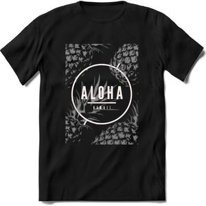 Aloha Hawaii | TSK Studio Zomer Kleding  T-Shirt | Zilver | Heren / Dames | Perfect Strand Shirt Verjaardag Cadeau Maat 3XL