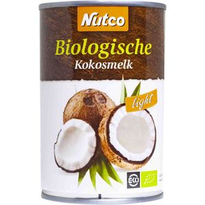 Nutco | 12 x 400ml Biologische Kokosmelk Light | cocosmelk organisch | vegetarisch | santen | klappermelk | voordeelpak