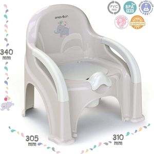 Kinderpotje met deksel Premier, kindertoiletten met uitneembare kom, groot kindertoilet, nachtpot voor kinder/wc-bril, kinderpotje vanaf 1 jaar, babyaccessoires Grijs