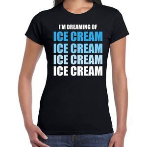 Dreaming of ice cream fun t-shirt - zwart - dames - Feest outfit / kleding / shirt XS