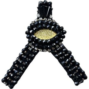 Broche Ornament Opnaai Fashion Part 10.5 cm / 9.5 cm / Zwart Zilver