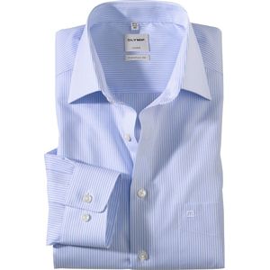 OLYMP Comfort Fit overhemd - wit / blauw gestreept - boordmaat 46