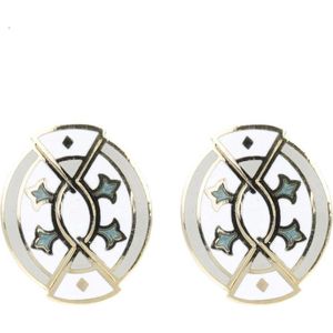 Behave Oorbellen stekers vintage wit ovaal 3 cm