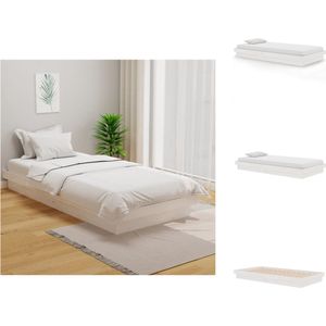 vidaXL Bedframe - Rustieke Charme - Houten bed - 100x200 cm - Wit - Bed