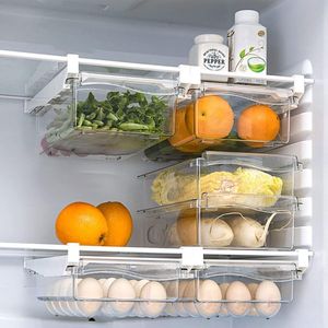 Koelkastorganizer, 2 stuks, organizer voor in de koelkast, opbergbox, huis-organizer, met verstelbare transparante containers.