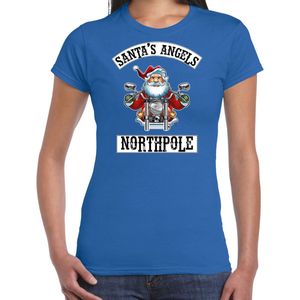 Fout Kerstshirt / Kerst t-shirt Santas angels Northpole blauw voor dames - Kerstkleding / Christmas outfit S