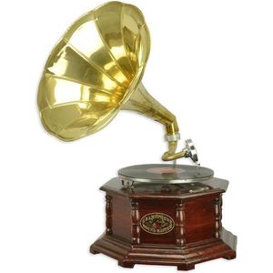 Decoratieve Grammofoon vintage - decoratief - Achthoekige platenspeler Goud - Klassieke speler - 65 cm hoog