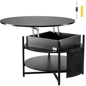 Koffietafel - Table - Coffe table - Living Room Table - Lift Top salontafel - tafel met extra opbergruimte - omklapbare salontafel voor de woonkamer - 35in - Zwart - 57.76lbs