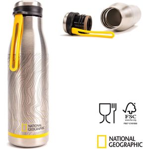 National Geographic Roestvrij Stalen Thermosfles - Drinkfles - 500 ml - met Draagriem