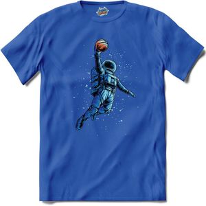 Astronaut Met Basketbal | Ruimte - Astronaut - Basketbal - T-Shirt - Unisex - Royal Blue - Maat XXL