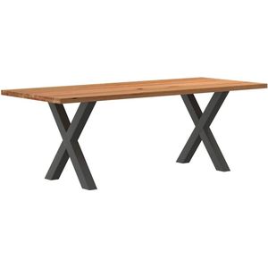 vidaXL - Eettafel - rechthoekig - 220x90x74 - cm - massief - eikenhout - lichtbruin