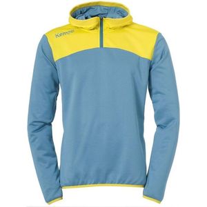 Kempa Emotion 2.0 Hoody met 1-4 Rits Dove Blauw-Limoen Geel Maat L