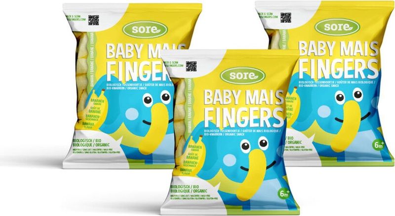 Sore Baby Maisfingers Banaan 35 gr - 3x 35 gr - Voordeelverpakking