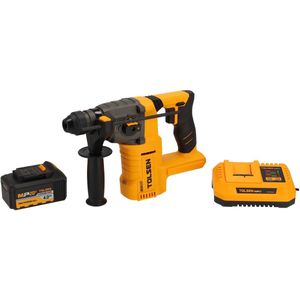 Tolsen Boorhamer op Accu Brushless – 20V Li-ion – SDS-Plus - voor beton, staal en hout - Incl. 1x 4.0Ah accu, 1x snellader & accessoires