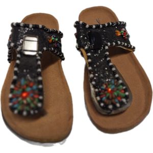 IDEALSHOES-SLIPPER-BLACK-KURK VOETBED-BEATS&GLITTER-39