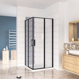 140x80x185cm zwarte douchecabine,6 mm NANO EasyClean veiligheidsglas
