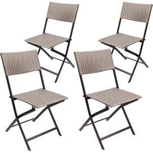 JGS® Set van 4 Weerbestendige Tuinstoelen voor Balkon, Camping en Terras - Grijs Bruin