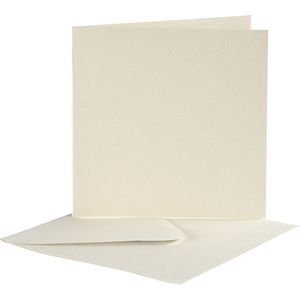 Kaarten & Enveloppen, afmeting kaart 12,5x12,5 cm, afmeting envelop 13,5x13,5 cm, off-white, 10sets