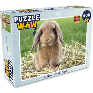 Puzzel Konijn - Stro - Dier - Legpuzzel - Puzzel 500 stukjes
