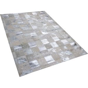 YAZIR - Patchwork vloerkleed - Zilver - 160 x 230 cm - Koeienhuid leer