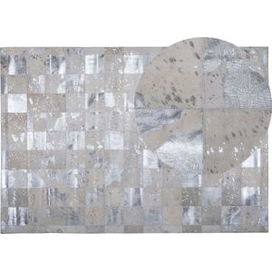 YAZIR - Patchwork vloerkleed - Zilver - 160 x 230 cm - Koeienhuid leer