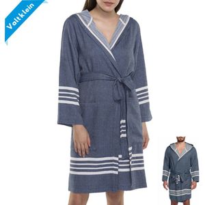 Hamam Badjas Sun Navy - XXL* - korte sauna badjas met capuchon - ochtendjas - duster - dunne badjas - unisex - twinning