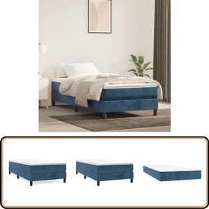 vidaXL Boxspring - Fluweel - Donkerblauw - 80x200 cm Boxspringbed - Boxsprings - Velvet Bed - Donkere Blauwe Bedden - Tweepersoons Bed