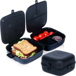 Lunchbox Lunchbox Split Zwart 2x700 ml - Bento Box - Broodtrommel