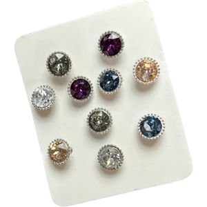 Pin Broche Steek Knopen Pin Set Diamant Vijf Kleuren 1 cm / 1 cm / Multicolor (zilver)