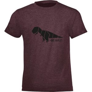 Be Friends T-Shirt - Be wild dino - Kinderen - Bordeaux - Maat 10 jaar