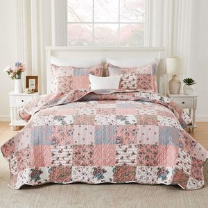 Unyqoos® Charmante Patchwork Sprei Set voor Tweepersoonsbed met Kussenslopen