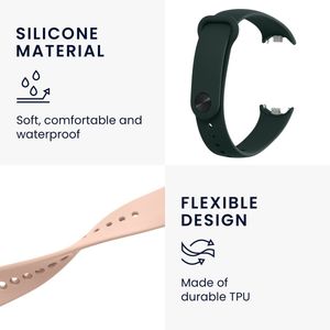 kwmobile 2x armband geschikt voor Xiaomi Mi Band 8 - Bandjes voor fitnesstracker in donkergroen / oudroze