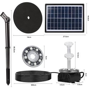 Equivera Solarfontein - Solar fontein - Fontein zonne energie - Solar fontein LED - Vijverpomp - Vijver pomp - Solar fontein op zonne energie